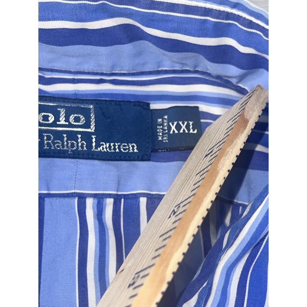 Polo Ralph Lauren Men's Blue and White Stripes, Long Sleeve Dress Shirt. SZ XXL - Picture 9 of 15